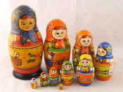 Appraisal: A nest of nine wooden Russian babushka dolls