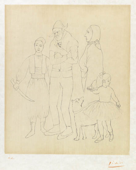 Appraisal: PABLO PICASSO after Famille des Saltimbanques Soft-ground etching printed in