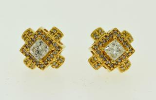 Appraisal: K Diamond Earrings k yellow gold princess cut diamond earrings