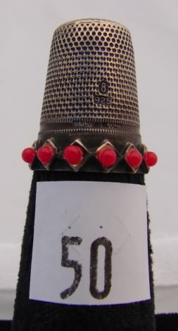 Appraisal: German Gabler thimble with red stone band