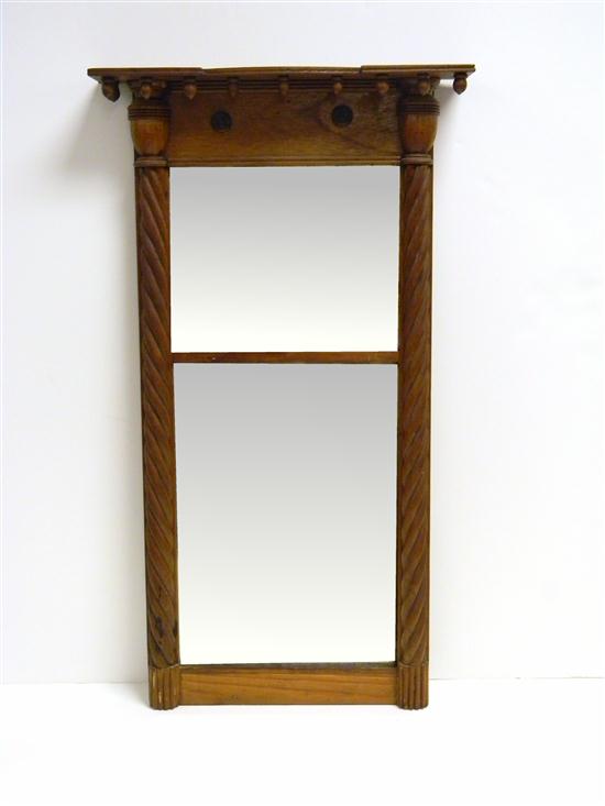 Appraisal: Federal wall mirror mahogany two part frame with acorn drops