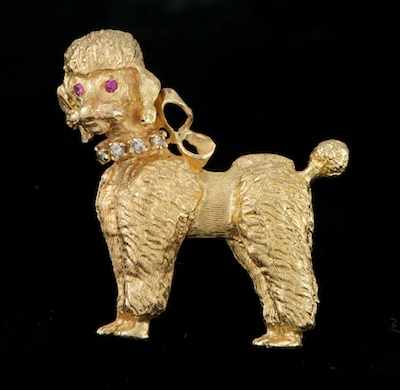 Appraisal: A Retro Style Poodle Brooch k yellow gold brooch in