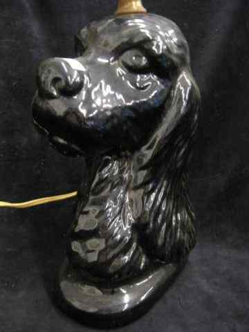 Appraisal: Figural Dog's Head Pottery Lamp black '' body excellent