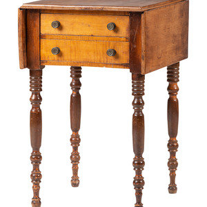 Appraisal: A Classical Tiger Maple Drop-Leaf Work Table th Century Height