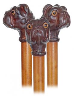 Appraisal: Bulldog Head Day Cane -Ca -Large wood knob carved and