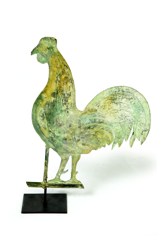 Appraisal: WEATHERVANE American late th century copper Full-bodied rooster with layers