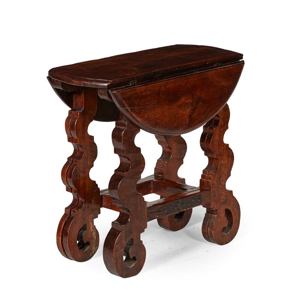 Appraisal: ITALIAN BAROQUE WALNUT DROP-LEAF TABLE EARLY TH CENTURY opening on