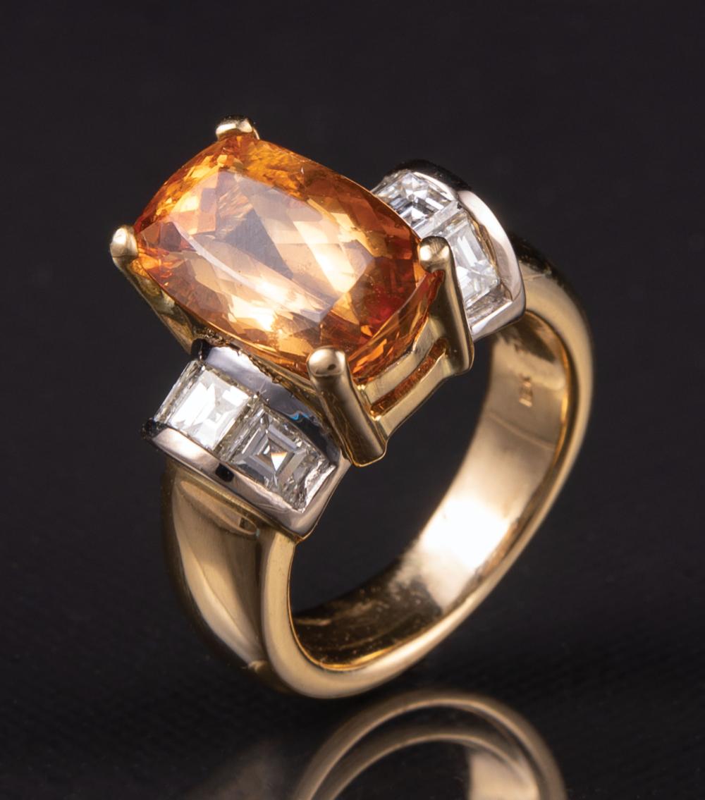 Appraisal: kt Yellow and White Gold Topaz and Diamond Ring central