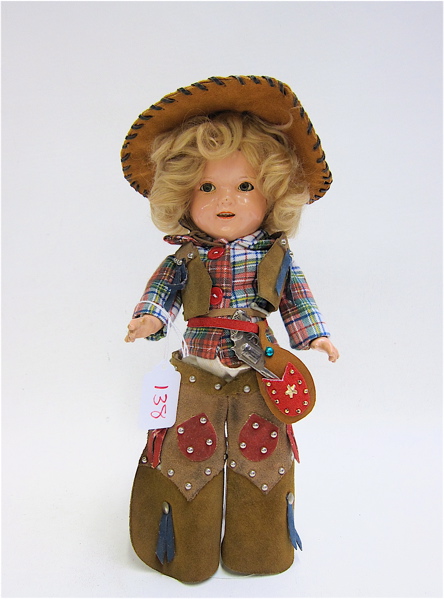 Appraisal: SHIRLEY TEMPLE COWGIRL DOLL composition doll by Ideal with green