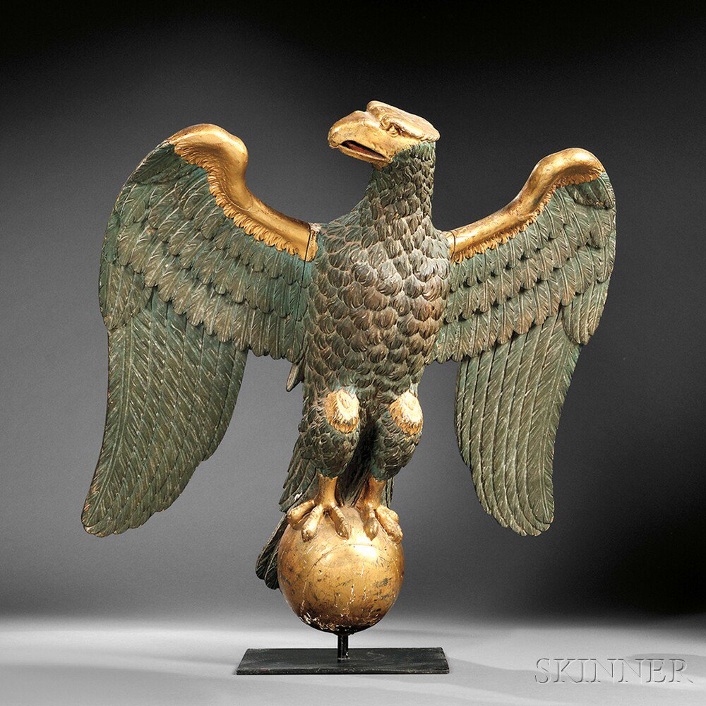 Appraisal: Carved and Painted Gilt Gesso and Wood Eagle Carving America