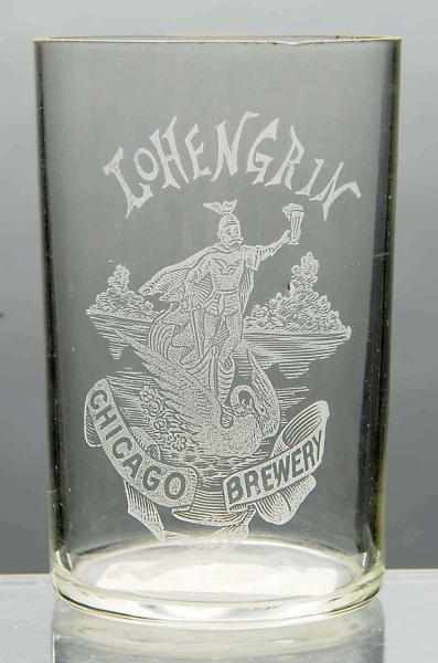 Appraisal: Lohengrin Chicago Brewery Acid-Etched Beer Glass Nice detailed graphic scene