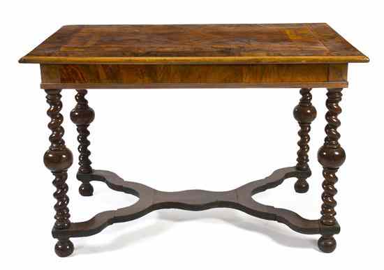 Appraisal: A Continental Burlwood Center Table the rectangular top centered with