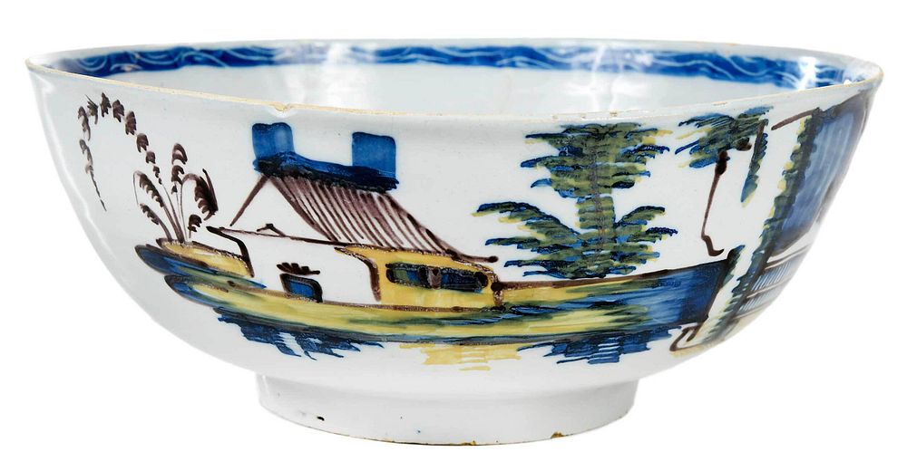 Appraisal: English Delft Polychrome Punch Bowl attributed to London or Bristol