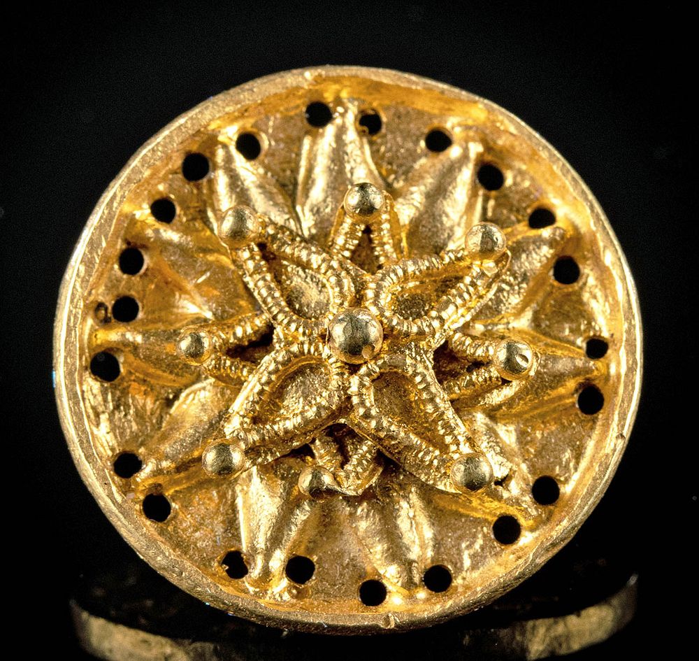 Appraisal: Greek Hellenistic Gold Button - Granules Filigree Ancient Greece Hellenistic