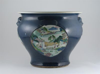 Appraisal: A large Chinese blue ground jardini re decorated with four