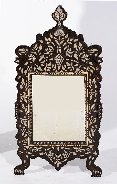 Appraisal: A MOORISH HARDWOOD AND MOTHER OF PEARL INLAID MIRROR with