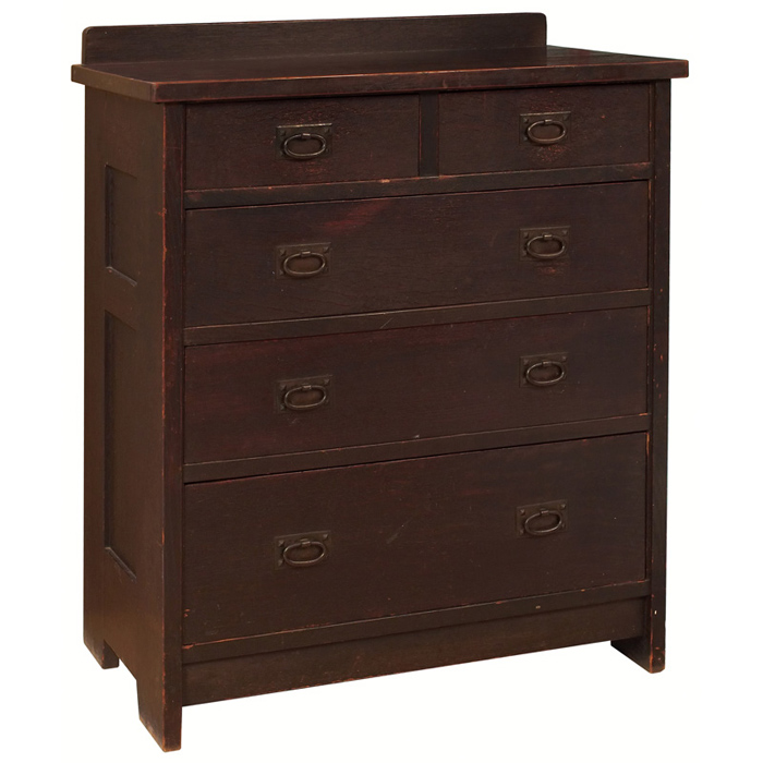 Appraisal: Good Gustav Stickley chest of drawers two half drawers over