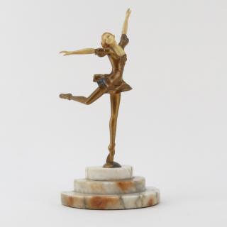 Appraisal: Art Deco White Metal and Celluloid Ballerina Dancer on Marble