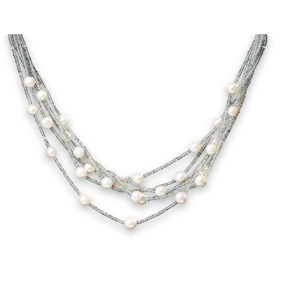 Appraisal: A South Sea pearl and aquamarine set necklacecomposed of six