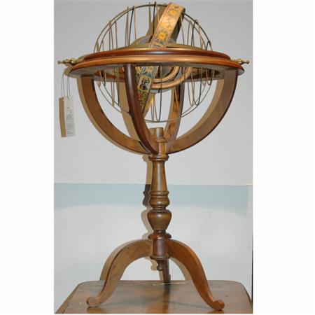 Appraisal: Mahogany Zodiac Globe on Pedestal Together with a Painted and