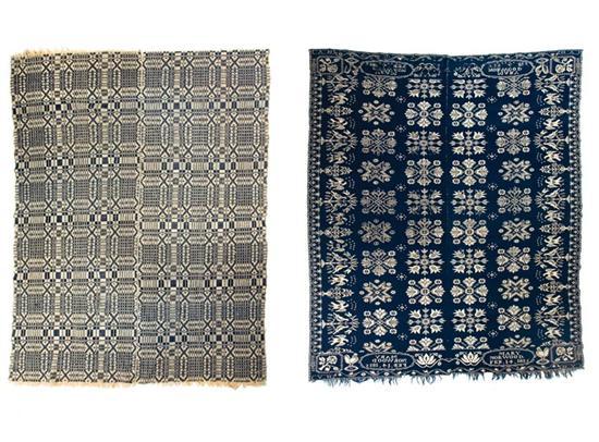 Appraisal: TWO COVERLETS Jacquard coverlet probably David Haring Tappen Bergen County