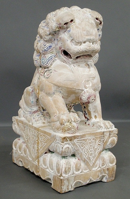 Appraisal: - Large carved Chinese Foo dog h x w x