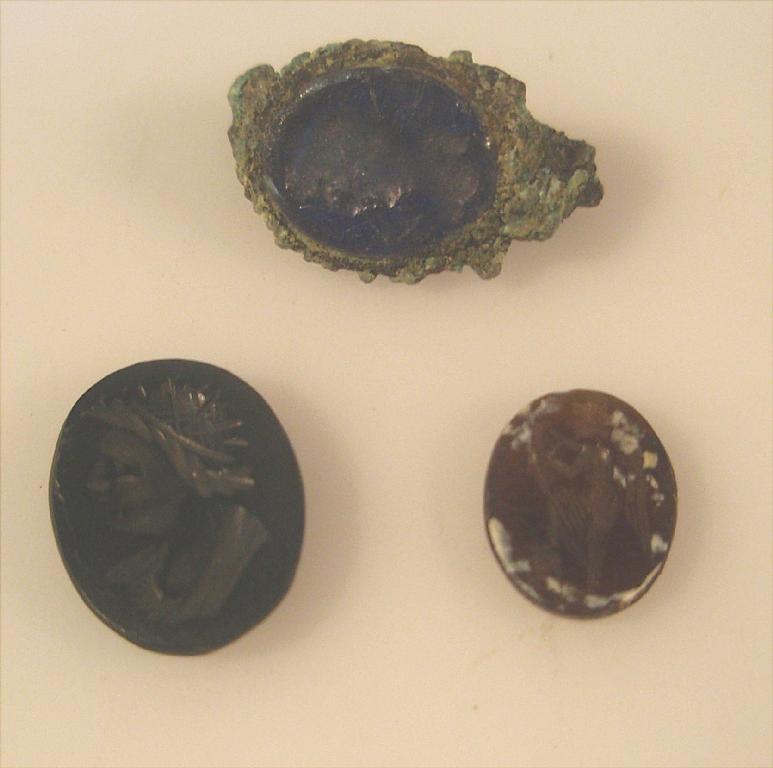 Appraisal: A Roman black hardstone intaglio engraved with a male bust