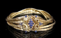 Appraisal: Elegant Italian K Gold and Sapphire Bracelet Seven strands of