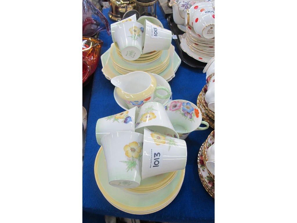 Appraisal: Shelley part teaset the white and green ground decorated with