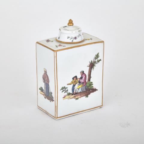 Appraisal: Vienna Rectangular Tea Canister mid- th century painted in colours