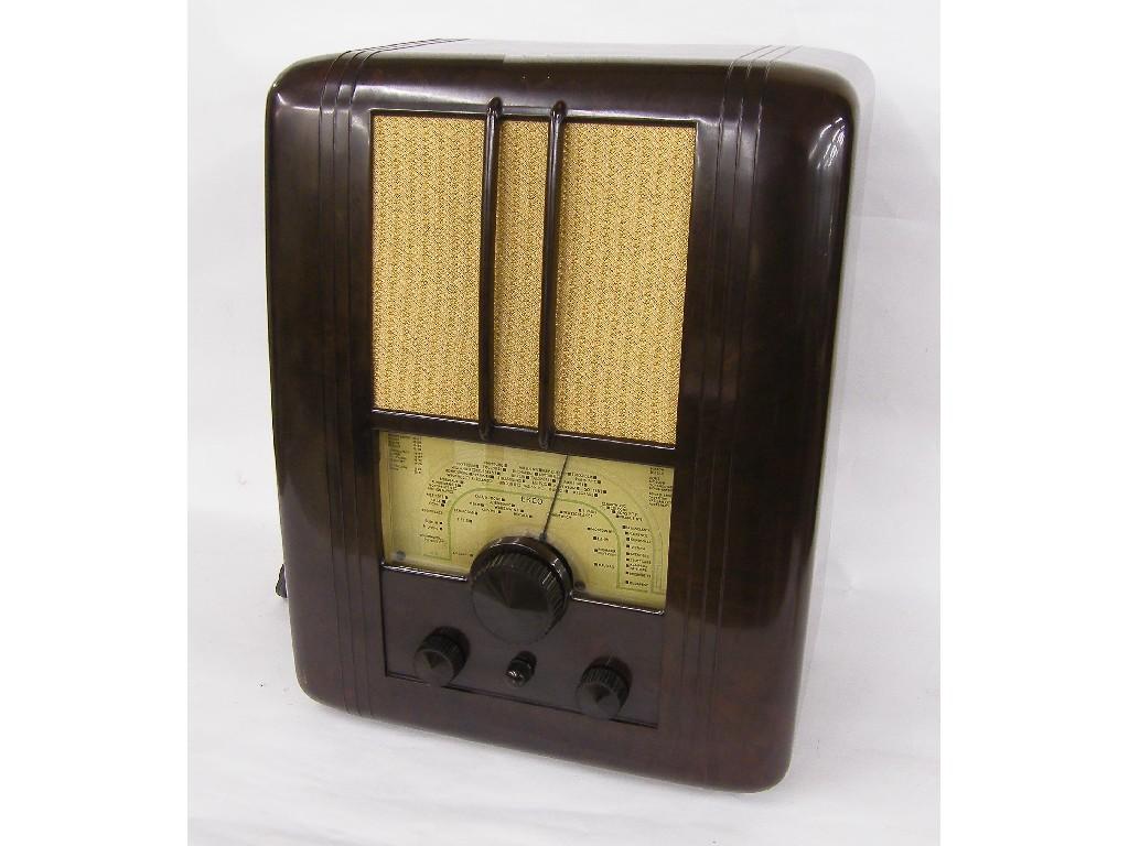 Appraisal: Ekco type A W receiver brown Bakelite radio receiver serial