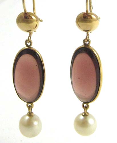 Appraisal: PAIR OF AMETHYST FOURTEEN KARAT GOLD EARRINGS of dangle form