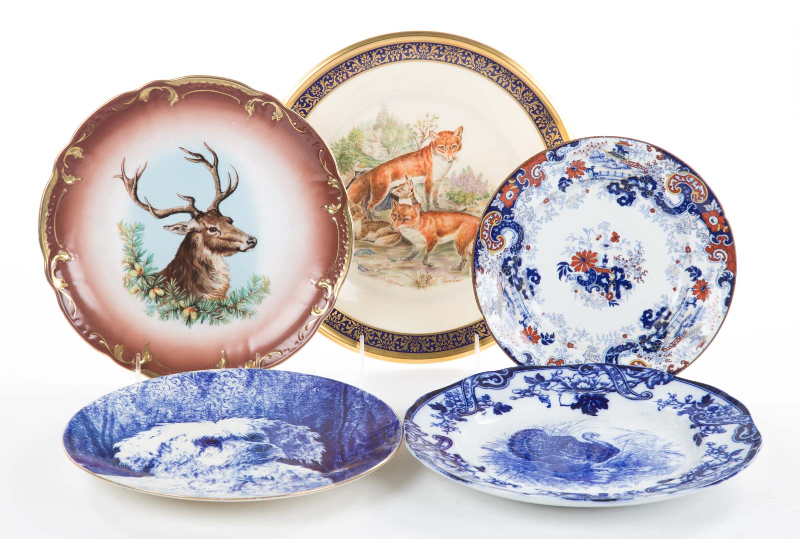 Appraisal: Four English transfer china plates and Lenox plate late th