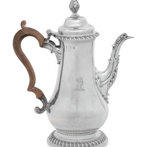 Appraisal: A George III Silver Coffee Pot London hallmarked for Sterling