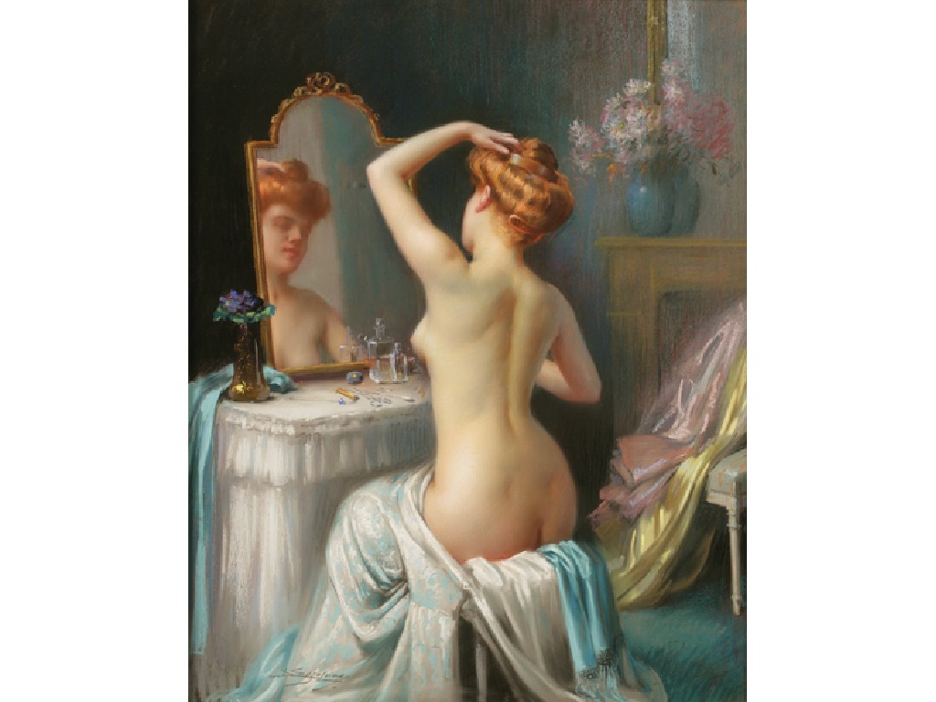 Appraisal: DELPHIN ENJOLRAS A nude seated at a dressing table signed