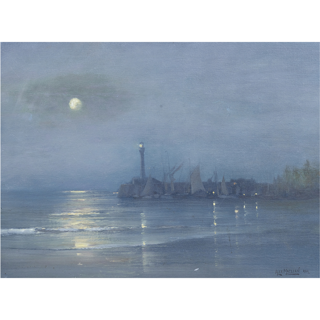 Appraisal: PAINTING ALEXANDER MACLEAN Alexander Maclean British - Moonlit Bay oil