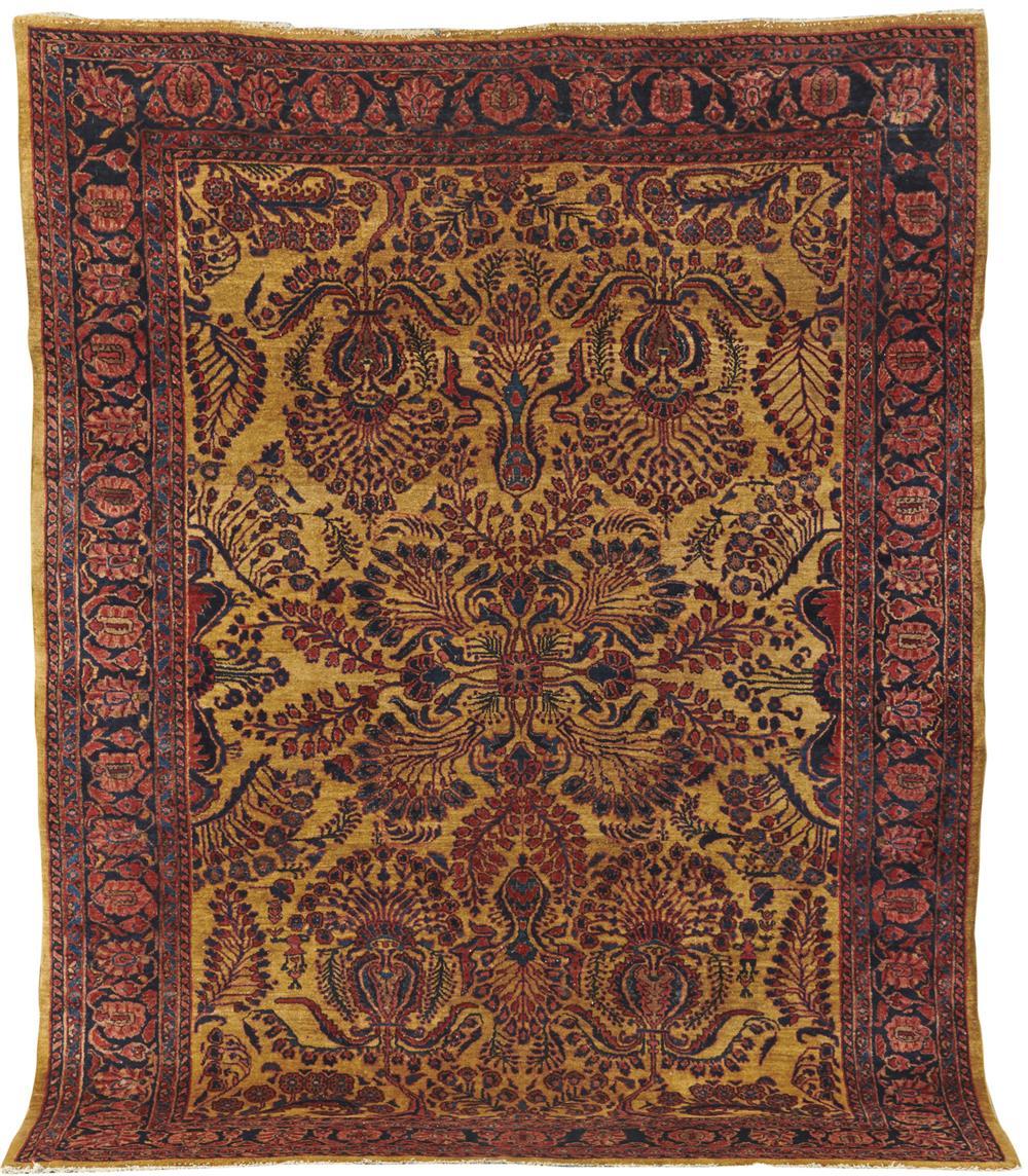 Appraisal: Mahajaran Sarouk Gold Ground Carpet Persia ca ft in x