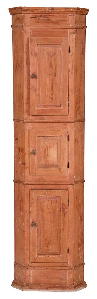 Appraisal: Narrow Baroque Style Pine Corner Cupboard British or Continental th