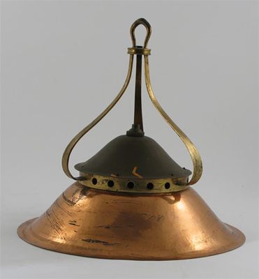 Appraisal: A copper and brass hanging lantern probably Birmingham Guild of