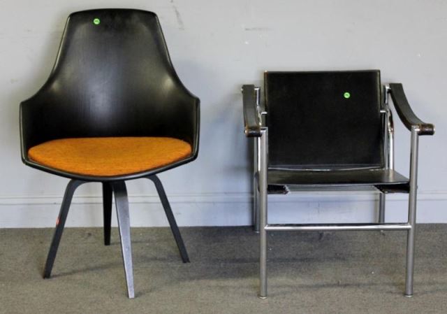 Appraisal: Midcentury Chair Lot Includes a midcentury swivel chair with teardrop