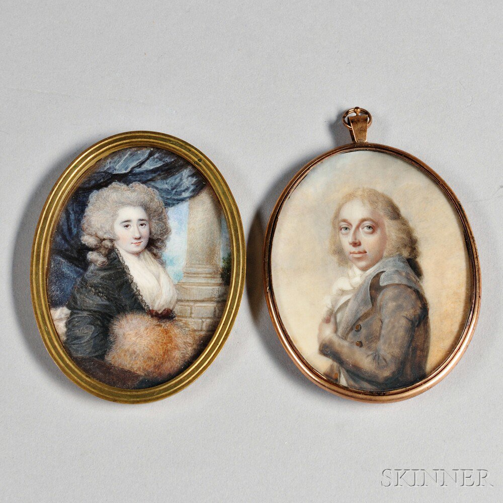 Appraisal: Pair of Early Portrait Miniatures England late th century the