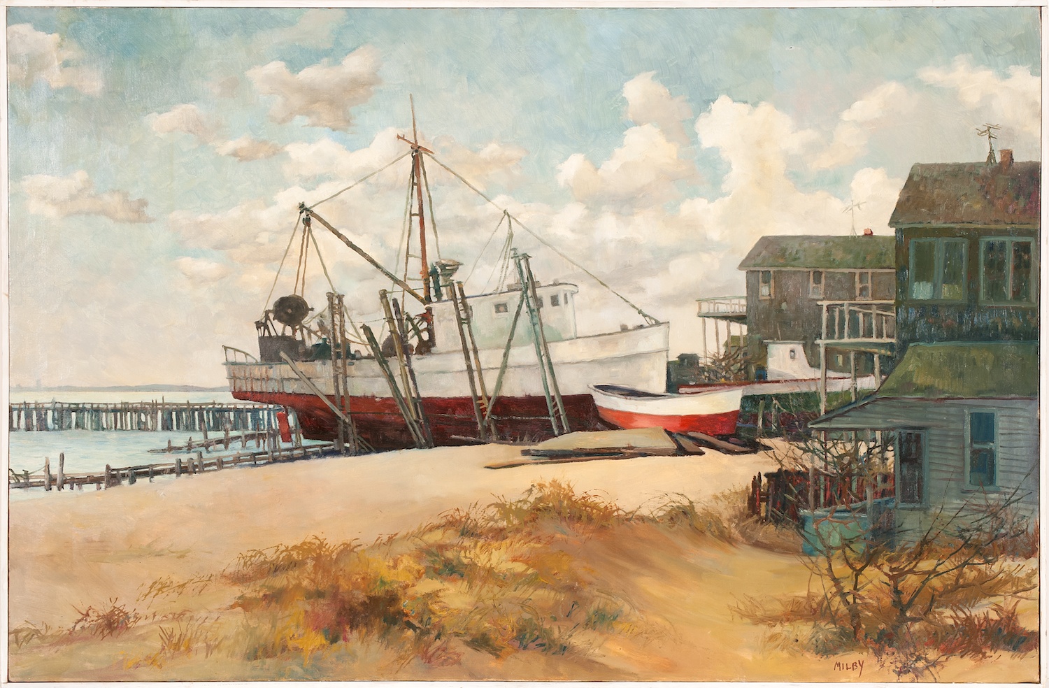 Appraisal: FRANK MILBYAmerican ContemporaryProvincetown dragger up for repairs Signed lower right