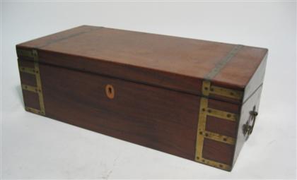 Appraisal: Mahogany writing box late th early th century Rectangular case