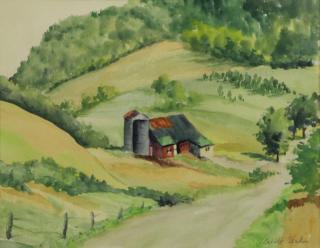 Appraisal: DEHN Adolf Watercolor Barn in Landscape Singed lower right Adolf