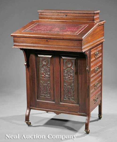 Appraisal: An English Aesthetic Davenport Desk mid- th c drawer stamped