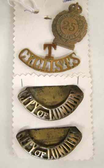 Appraisal: Cap Badge Collars for military cyclists From WW-I circa England