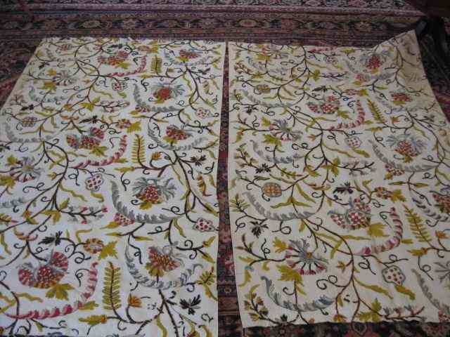 Appraisal: Crewell Work Panels or Curtains '' X ''