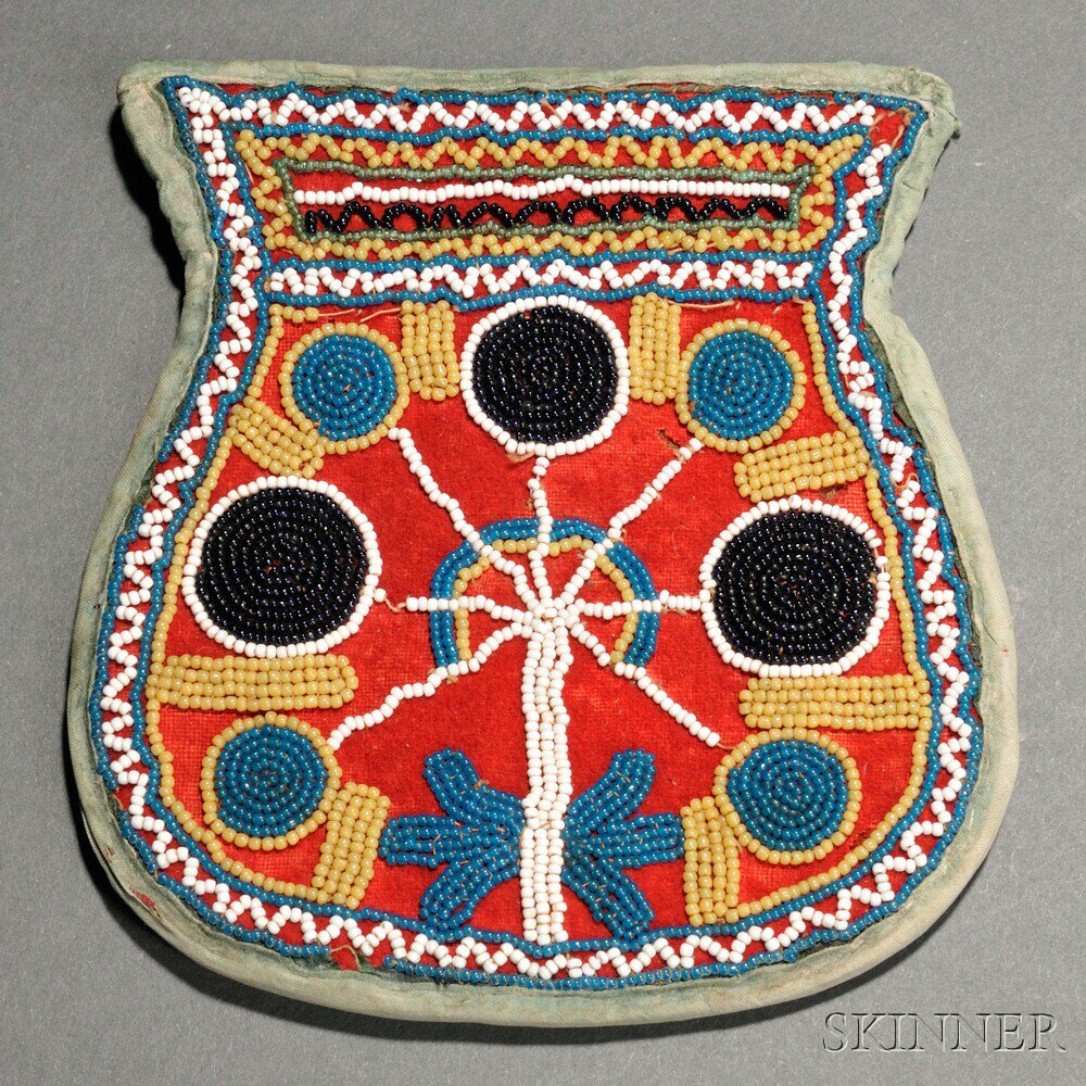 Appraisal: Wabanaki Beaded Cloth Bag c mid- th century beaded on