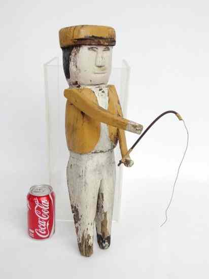 Appraisal: Polychrome painted folk art wooden fisherman '' Ht