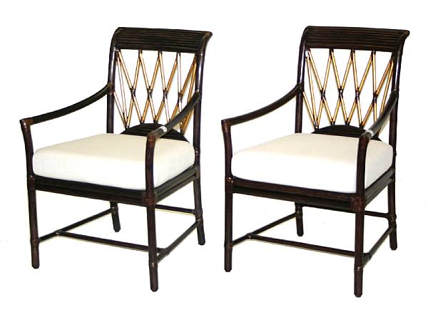 Appraisal: A set of four rattan 'Russian Sunburst' armchairs McGuire Furniture